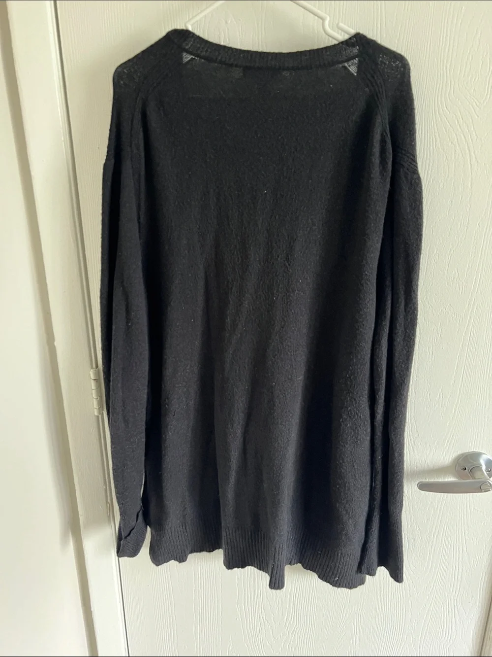 J. Crew V Neck Front Pocket Tunic Sweater Womens Large Black
